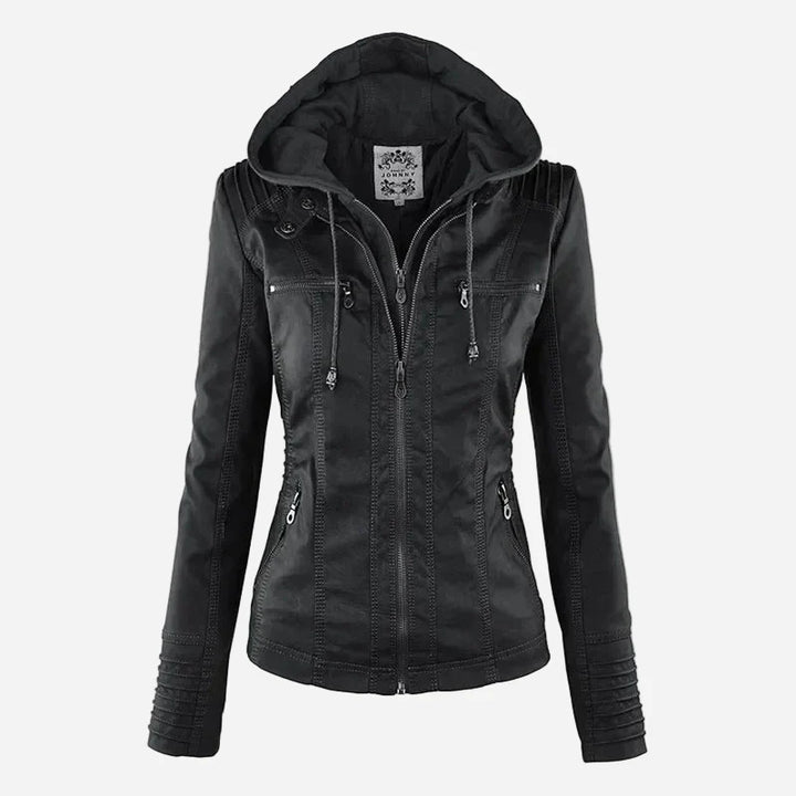 Leather Hooded Jacket "Eva"