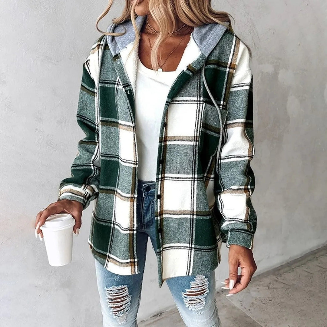 Hooded Plaid Shacket "Janet"