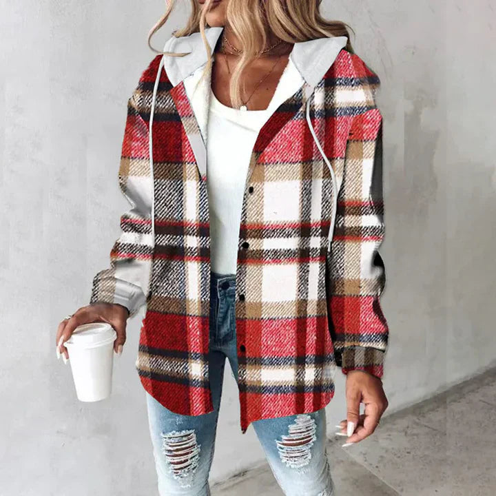 Hooded Plaid Shacket "Janet"