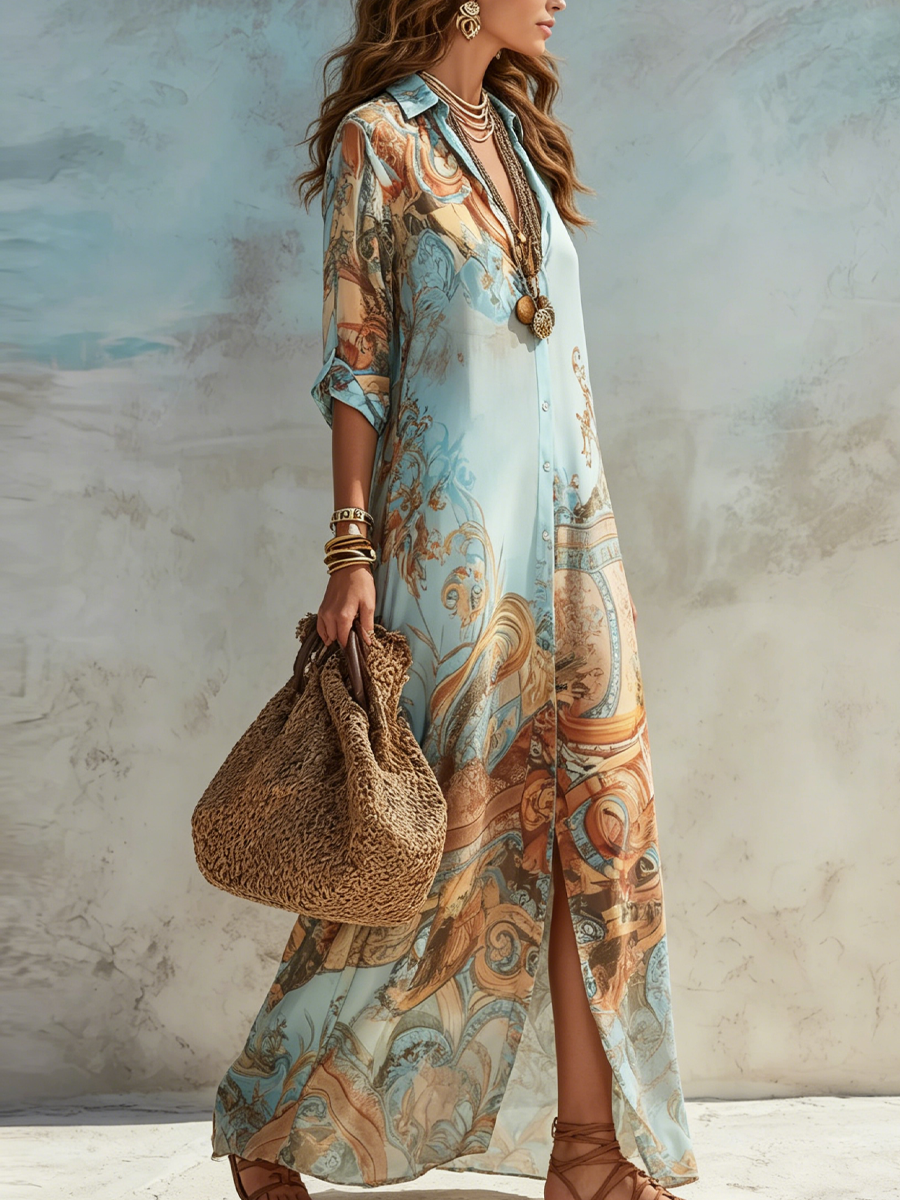 The Baroque™ | Vintage Print Elegant Dress