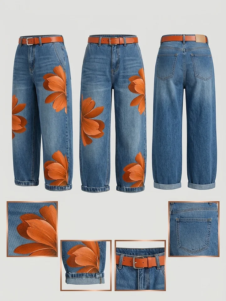 Maud™ - Linen Shirt Dress and Floral Jeans