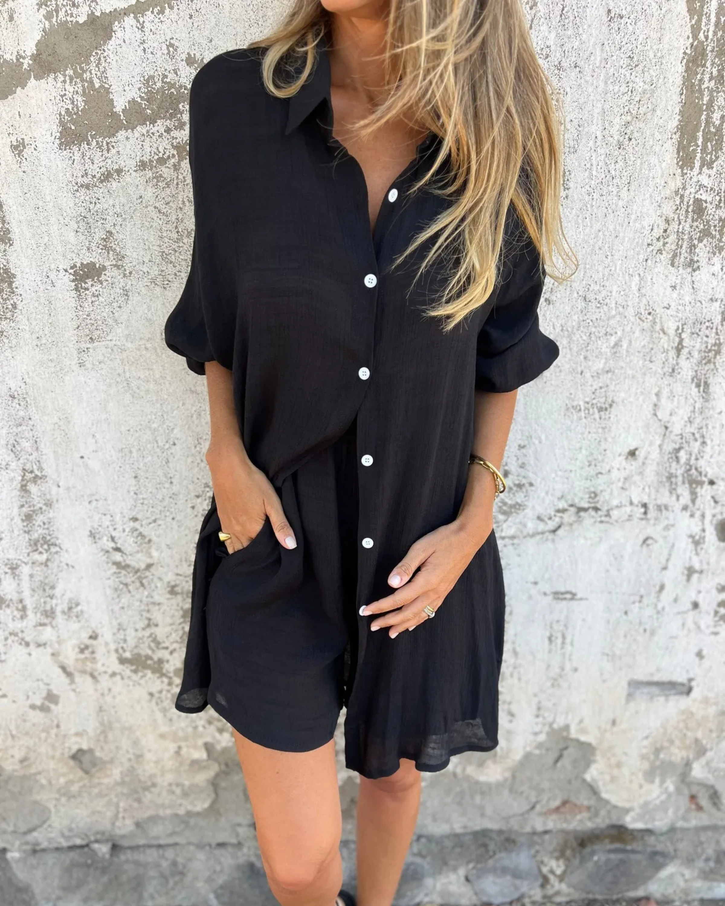 Izela™️| Casual Shirt & Shorts Set