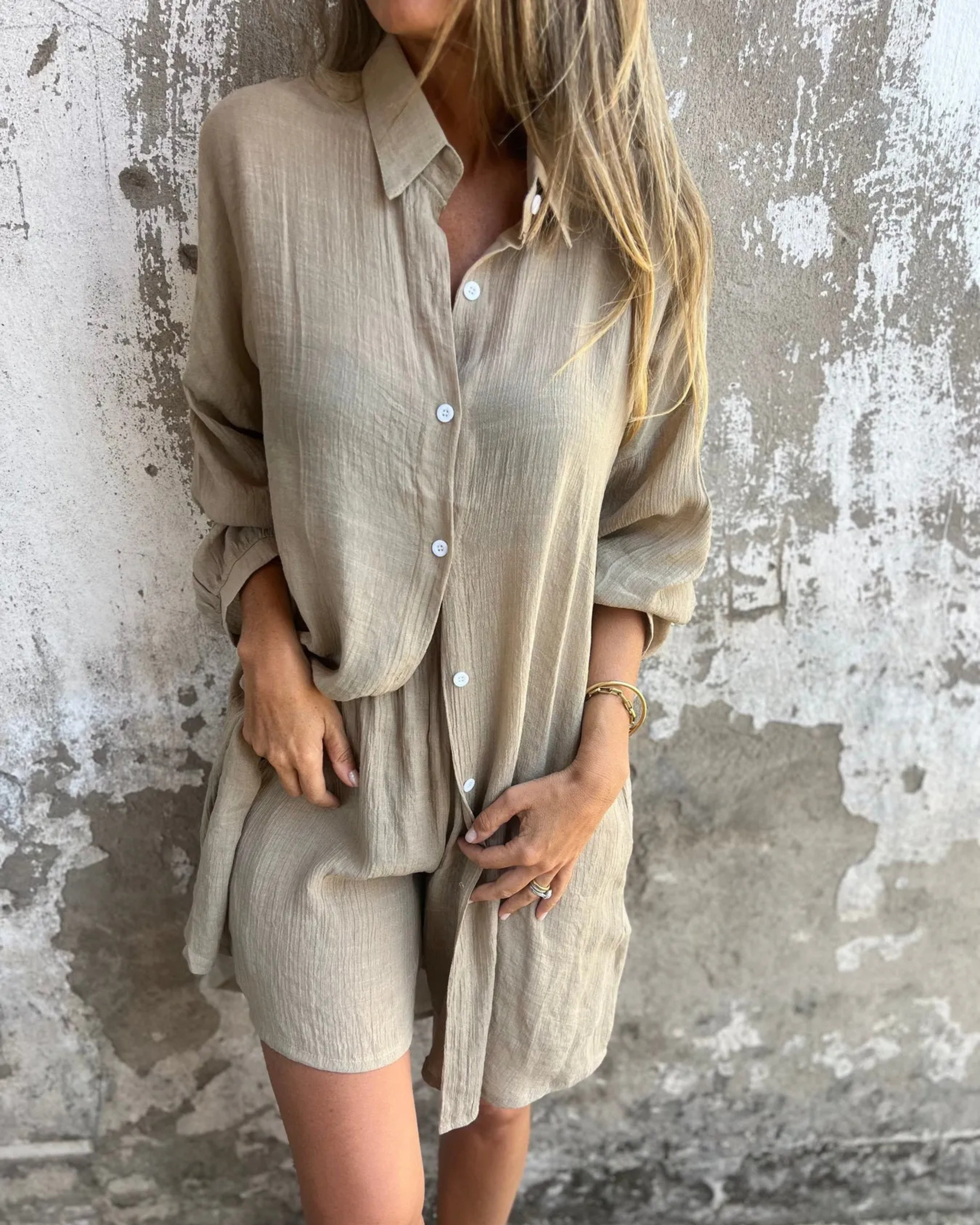 Izela™️| Casual Shirt & Shorts Set