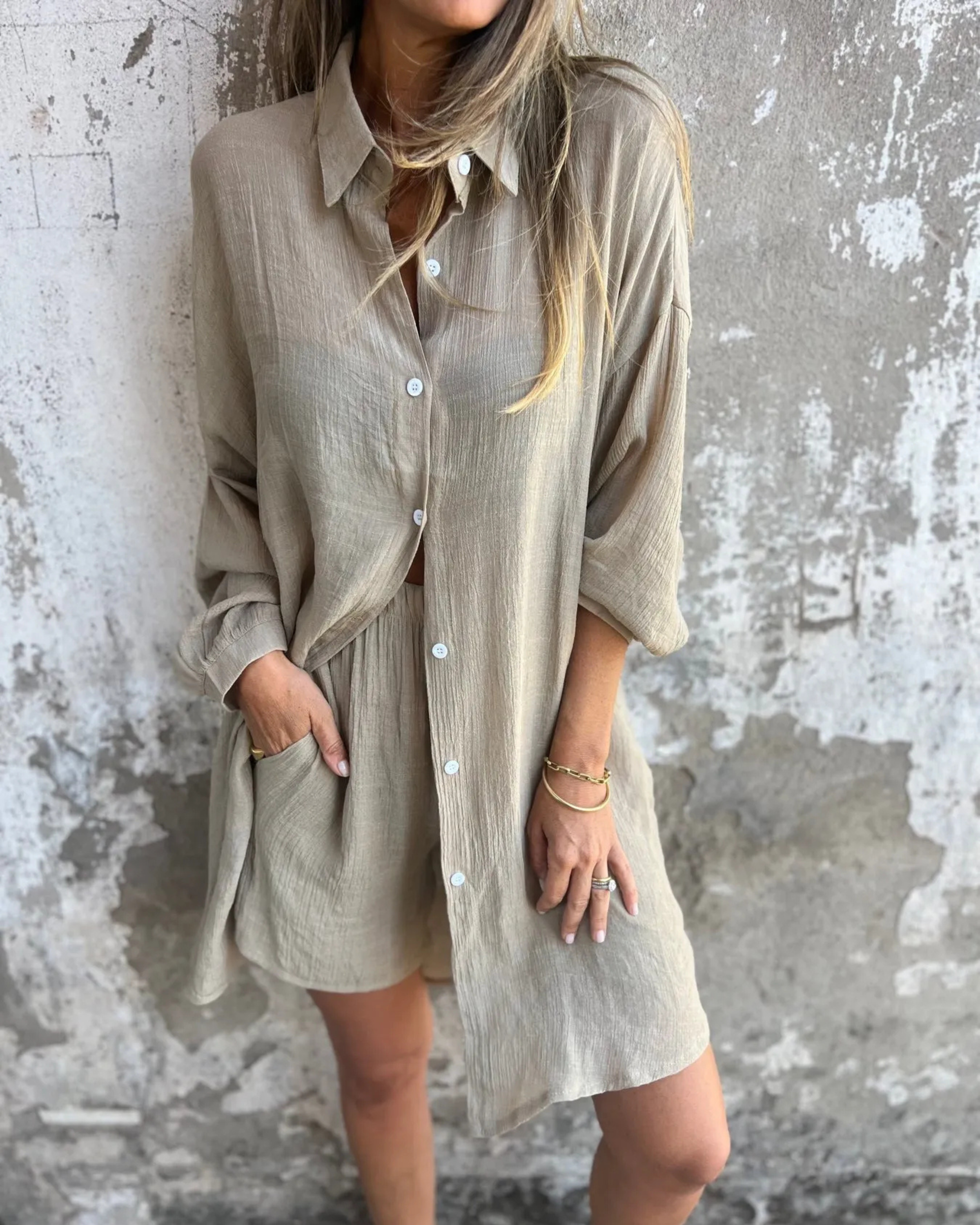 Izela™️| Casual Shirt & Shorts Set