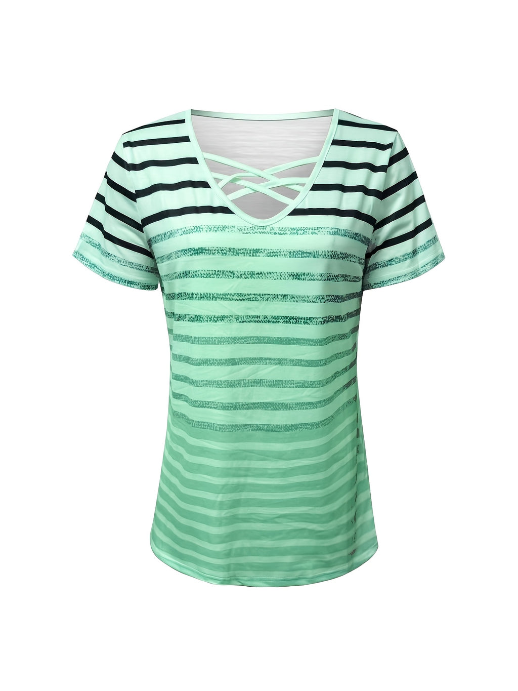 The Harlow — Women's Printed V-Neck Top with Cross-Strap Detail