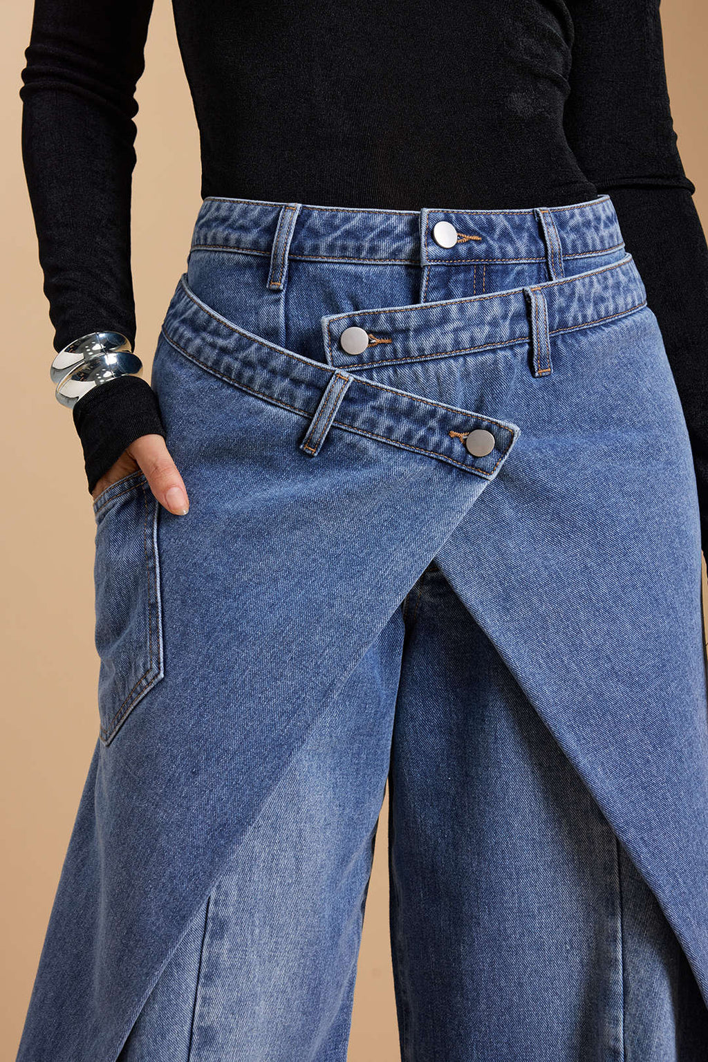 Luna Asymmetric Wrap Jeans