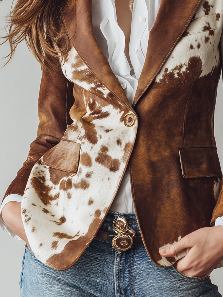 The Dallas™ | Eco-Suede Cow Print Blazer