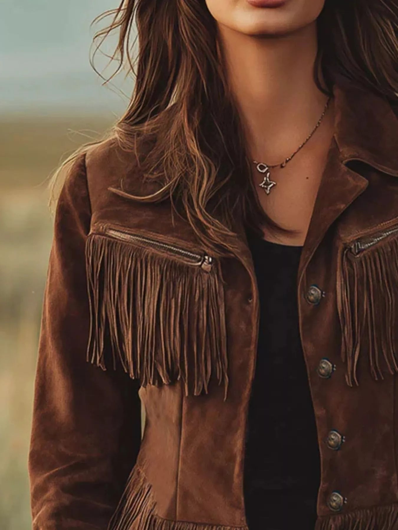 The Dakota™ | Suede Fringe Button-Up Jacket