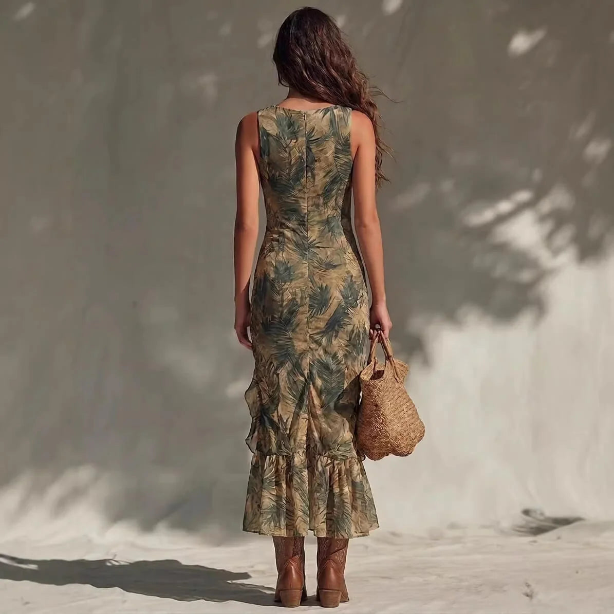 The Kehlani™ | Boho Tropical Ruffle Maxi Dress
