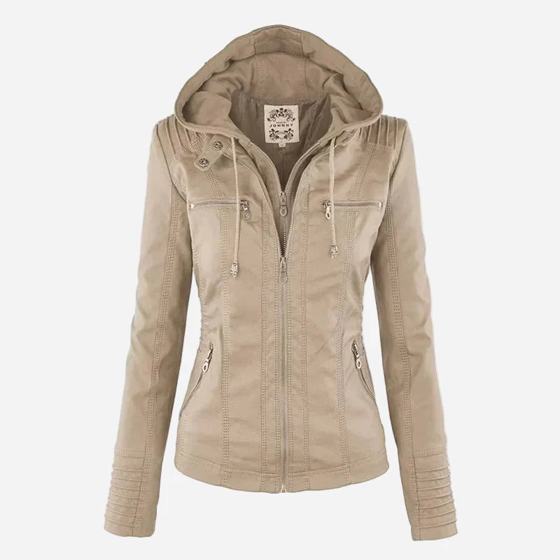 Leather Hooded Jacket "Eva"