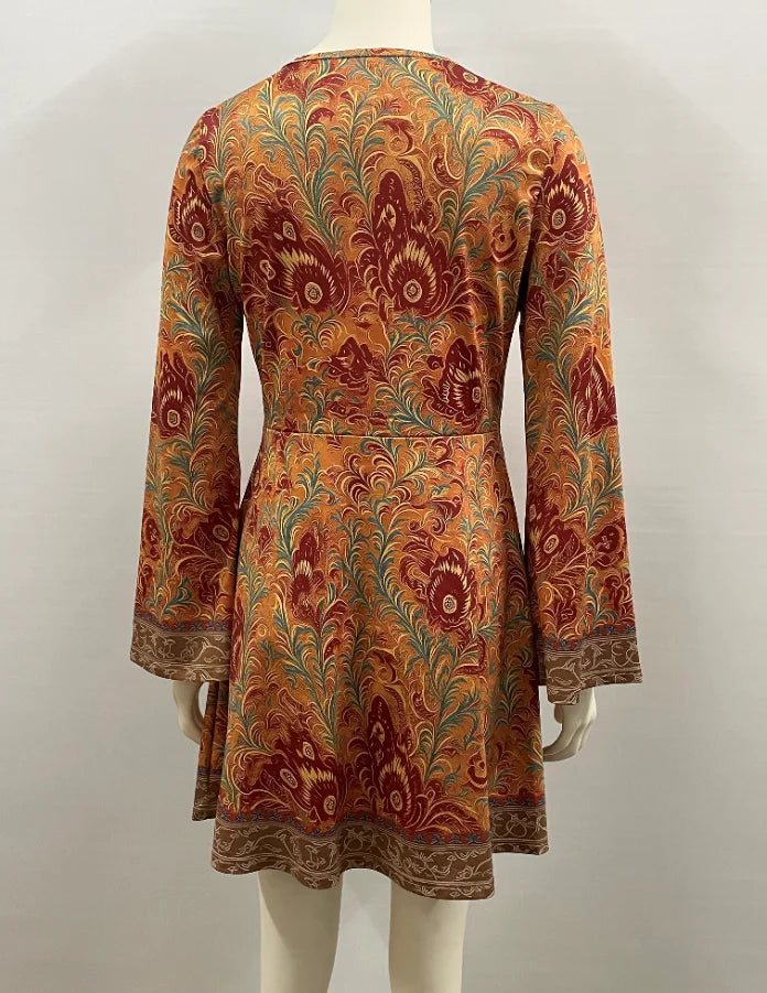 The Freya™ | Vintage Boho Flare-Sleeve Mini Dress
