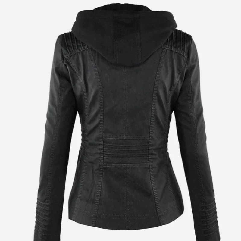 Leather Hooded Jacket "Eva"