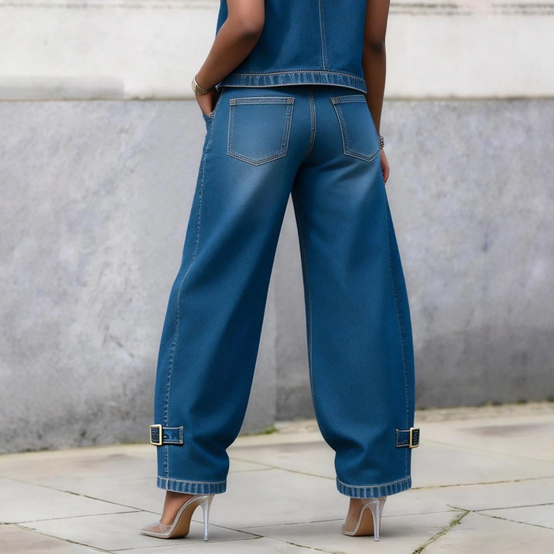 The Marlo™ | Barrel-Leg Buckle Jeans