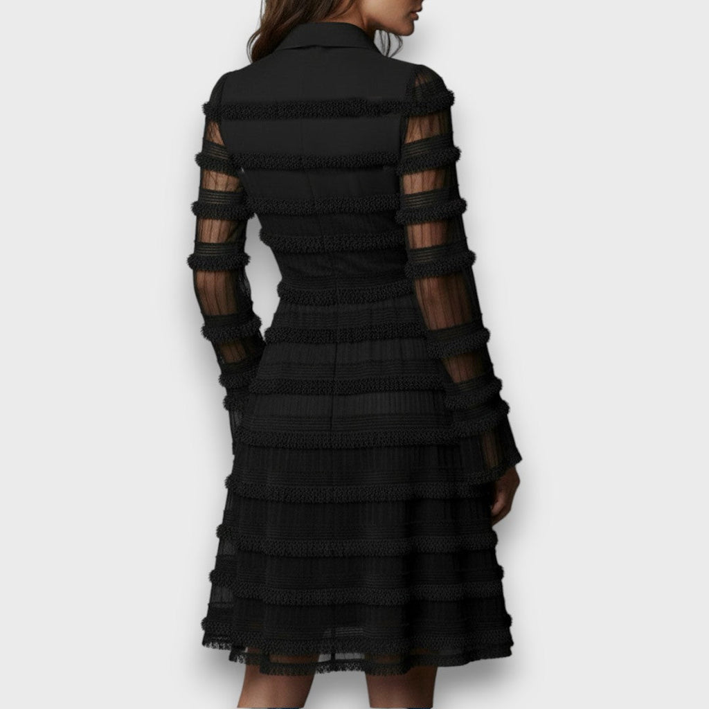 Parisa | Sheer Fringe Midi Dress
