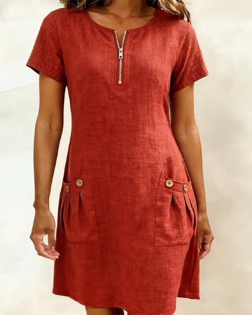 Bonnie™ | Cotton Zip-Front Pocket Dress