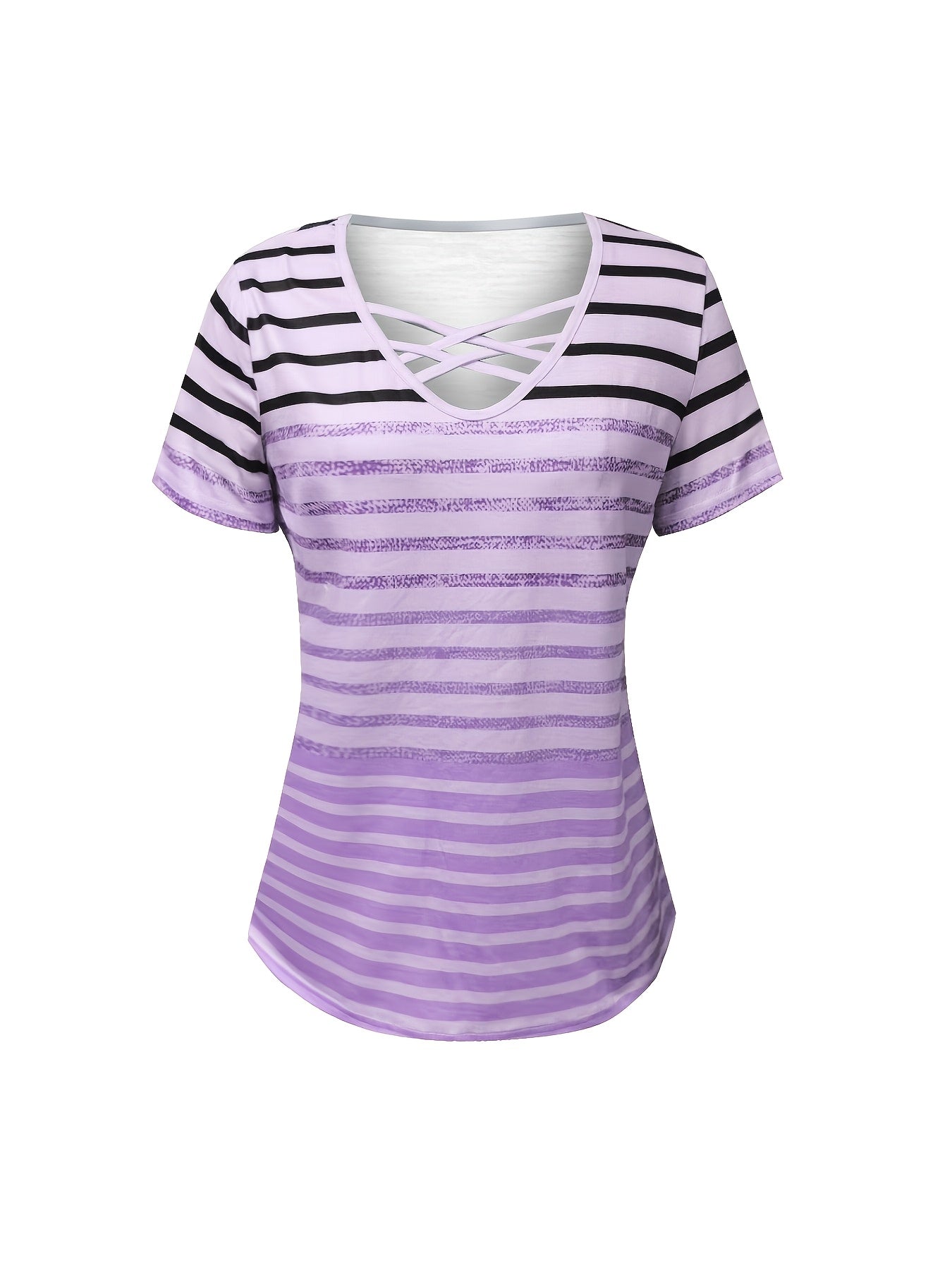 The Harlow — Women's Printed V-Neck Top with Cross-Strap Detail
