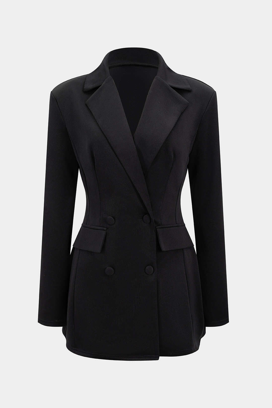 Notched Lapel V-Neck Mini Dress