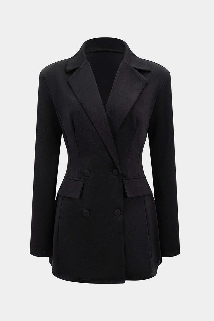 Notched Lapel V-Neck Mini Dress