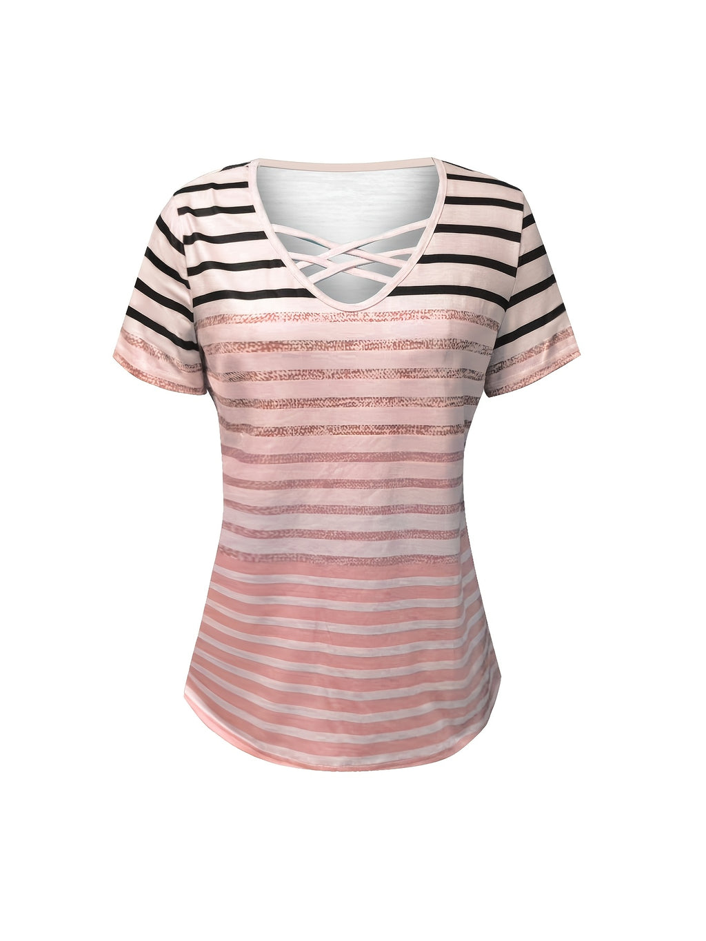 The Harlow — Women's Printed V-Neck Top with Cross-Strap Detail