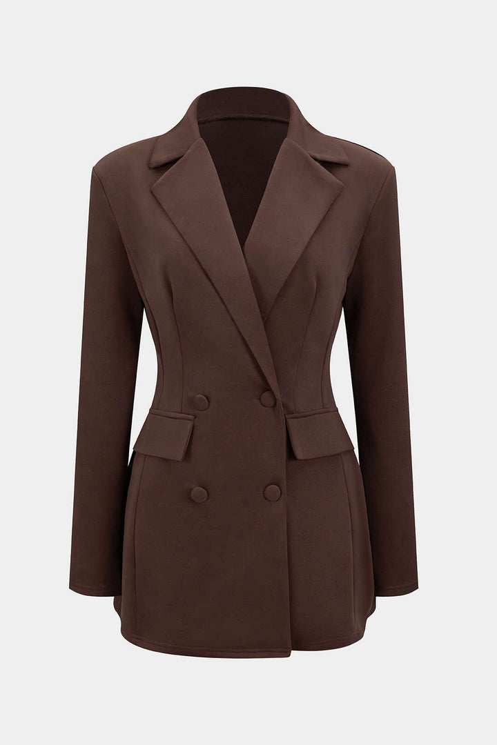 Notched Lapel V-Neck Mini Dress