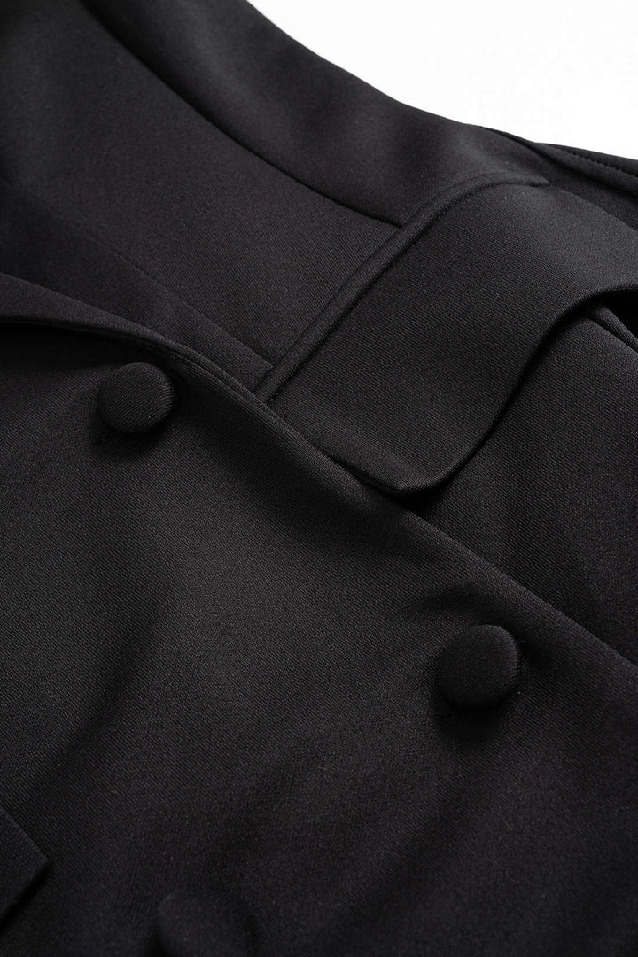 Notched Lapel V-Neck Mini Dress