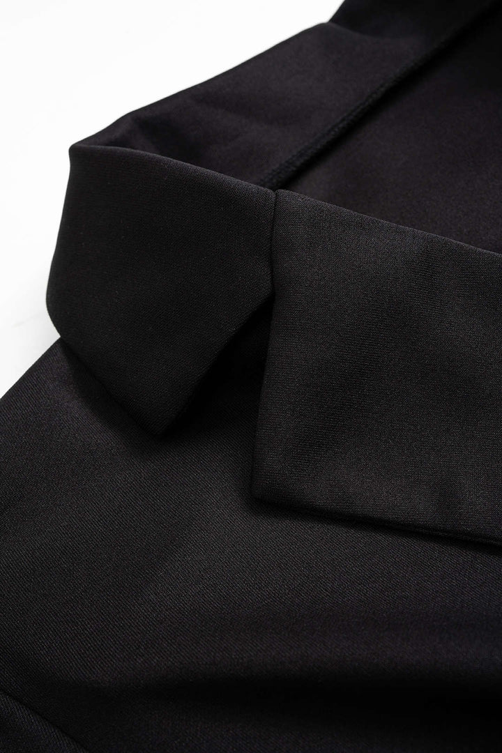 Notched Lapel V-Neck Mini Dress