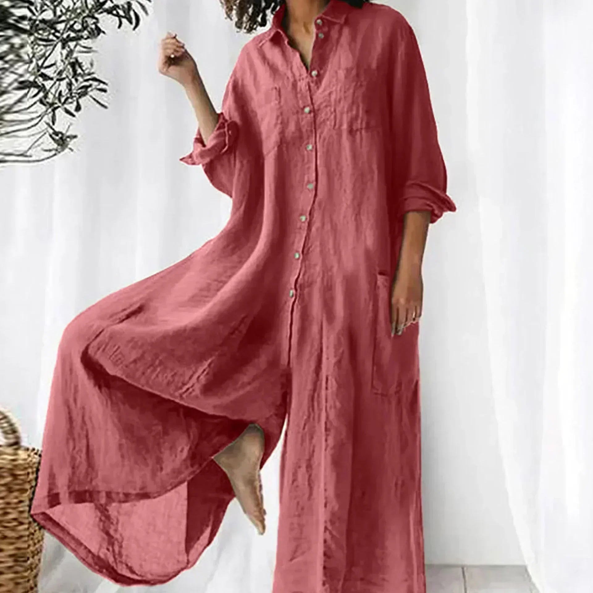Roz – Oversized Button-Down Jumpsuit