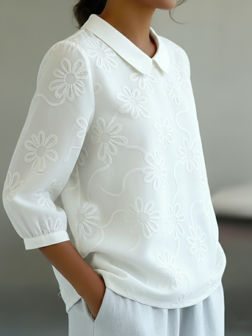 Florence™ | Romantic Floral Embroidered Blouse