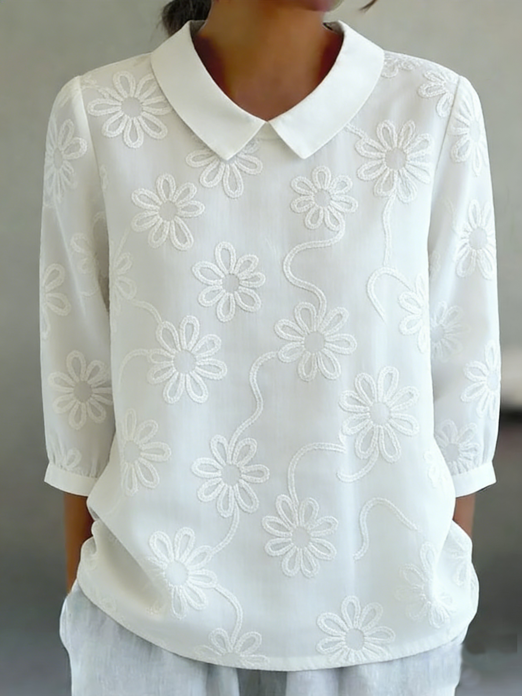 Florence™ | Romantic Floral Embroidered Blouse